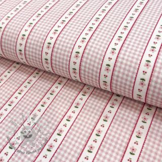 Mussola/Doppia garza Flowers check pink digital print