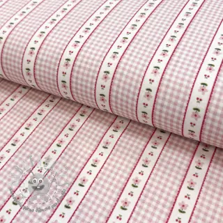 Mussola/Doppia garza Flowers check pink digital print