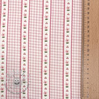 Mussola/Doppia garza Flowers check pink digital print