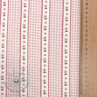 Mussola/Doppia garza Flowers check pink digital print
