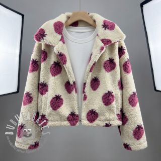 Tessuto per cappotti TEDDY JACQUARD Strawberries