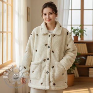 Tessuto per cappotti TEDDY JACQUARD EMBROIDERY Sunflower