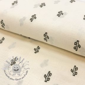 Mussola/Doppia garza EMBROIDERY Cactus natural