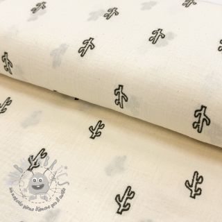 Mussola/Doppia garza EMBROIDERY Cactus natural