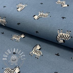 Tessuto di cotone FLANNEL Zebras blue