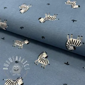 Tessuto di cotone FLANNEL Zebras blue