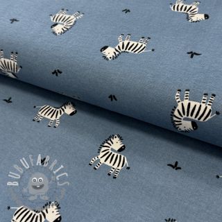 Tessuto di cotone FLANNEL Zebras blue