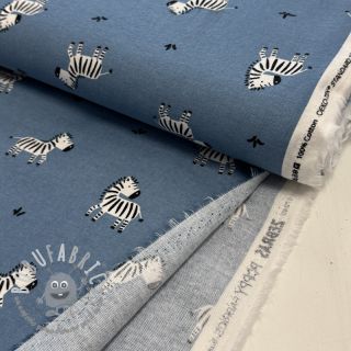 Tessuto di cotone FLANNEL Zebras blue
