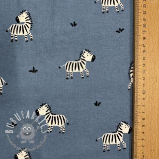 Tessuto di cotone FLANNEL Zebras blue
