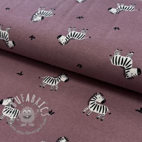 Tessuto di cotone FLANNEL Zebras mauve