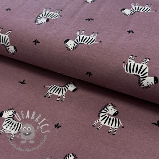 Tessuto di cotone FLANNEL Zebras mauve