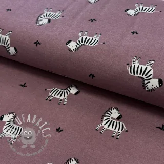 Tessuto di cotone FLANNEL Zebras mauve
