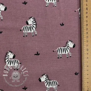 Tessuto di cotone FLANNEL Zebras mauve