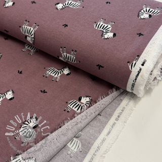 Tessuto di cotone FLANNEL Zebras mauve