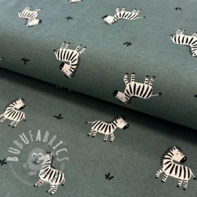 Tessuto di cotone FLANNEL Zebras green