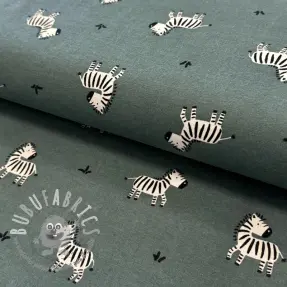 Tessuto di cotone FLANNEL Zebras green
