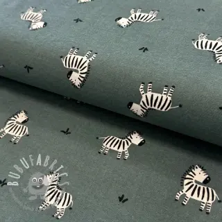 Tessuto di cotone FLANNEL Zebras green