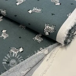 Tessuto di cotone FLANNEL Zebras green