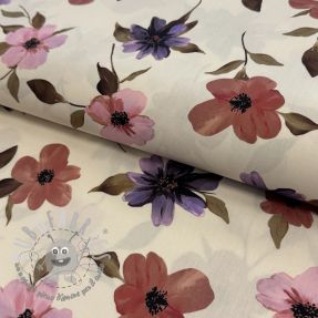 Tessuto di cotone VISCOSE Flowers offwhite digital print