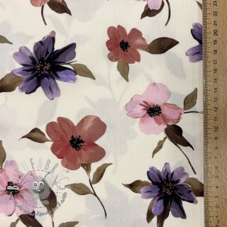 Tessuto di cotone VISCOSE Flowers offwhite digital print