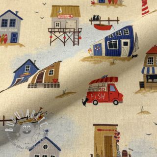 Tessuto decorativo Village Harbour Life digital print