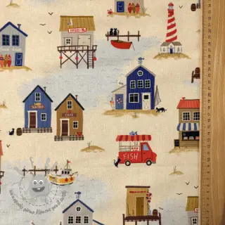 Tessuto decorativo Village Harbour Life digital print