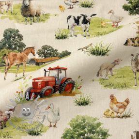 Tessuto decorativo Cosy Farm Animals digital print