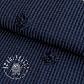 Viscosa YARN DYED Stripes and flowers navy