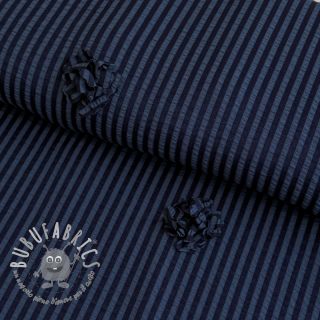 Viscosa YARN DYED Stripes and flowers navy