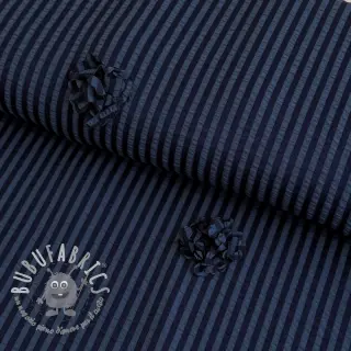 Viscosa YARN DYED Stripes and flowers navy