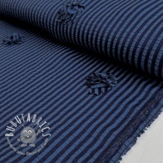 Viscosa YARN DYED Stripes and flowers navy