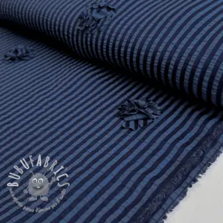 Viscosa YARN DYED Stripes and flowers navy