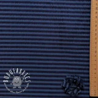 Viscosa YARN DYED Stripes and flowers navy