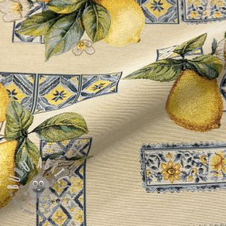 Tessuto decorativo GOBELIN premium Citrus Lemon Azulejos