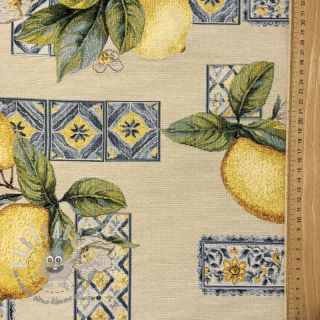 Tessuto decorativo GOBELIN premium Citrus Lemon Azulejos
