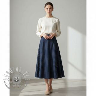 Viscosa YARN DYED Stripes and flowers navy