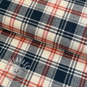 Tessuto di cotone YARN DYED BRUSHED Check Mia navy