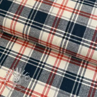 Tessuto di cotone YARN DYED BRUSHED Check Mia navy