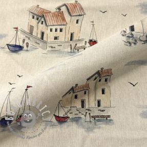Tessuto decorativo Linenlook Seaside House View digital print
