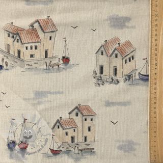 Tessuto decorativo Linenlook Seaside House View digital print