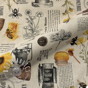 Tessuto decorativo Linenlook Bee Honey Recipe digital print