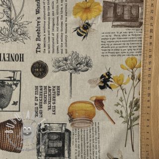 Tessuto decorativo Linenlook Bee Honey Recipe digital print