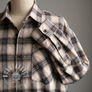 Tessuto di cotone YARN DYED BRUSHED Check Tim beige