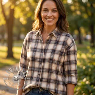 Tessuto di cotone YARN DYED BRUSHED Check Tim beige