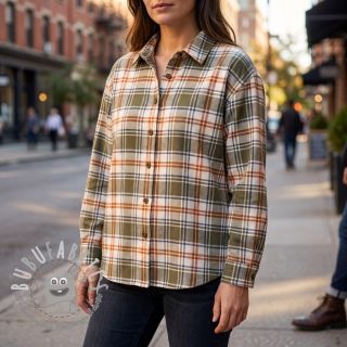 Tessuto di cotone YARN DYED BRUSHED Check Mia olive