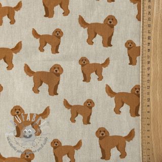 Tessuto decorativo Linenlook Labradoodle Dog Love digital print