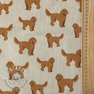 Tessuto decorativo Linenlook Labradoodle Dog Love digital print