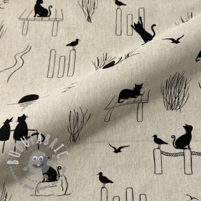 Tessuto decorativo Linenlook premium Cat Sea Life
