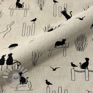 Tessuto decorativo Linenlook premium Cat Sea Life