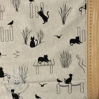 Tessuto decorativo Linenlook premium Cat Sea Life